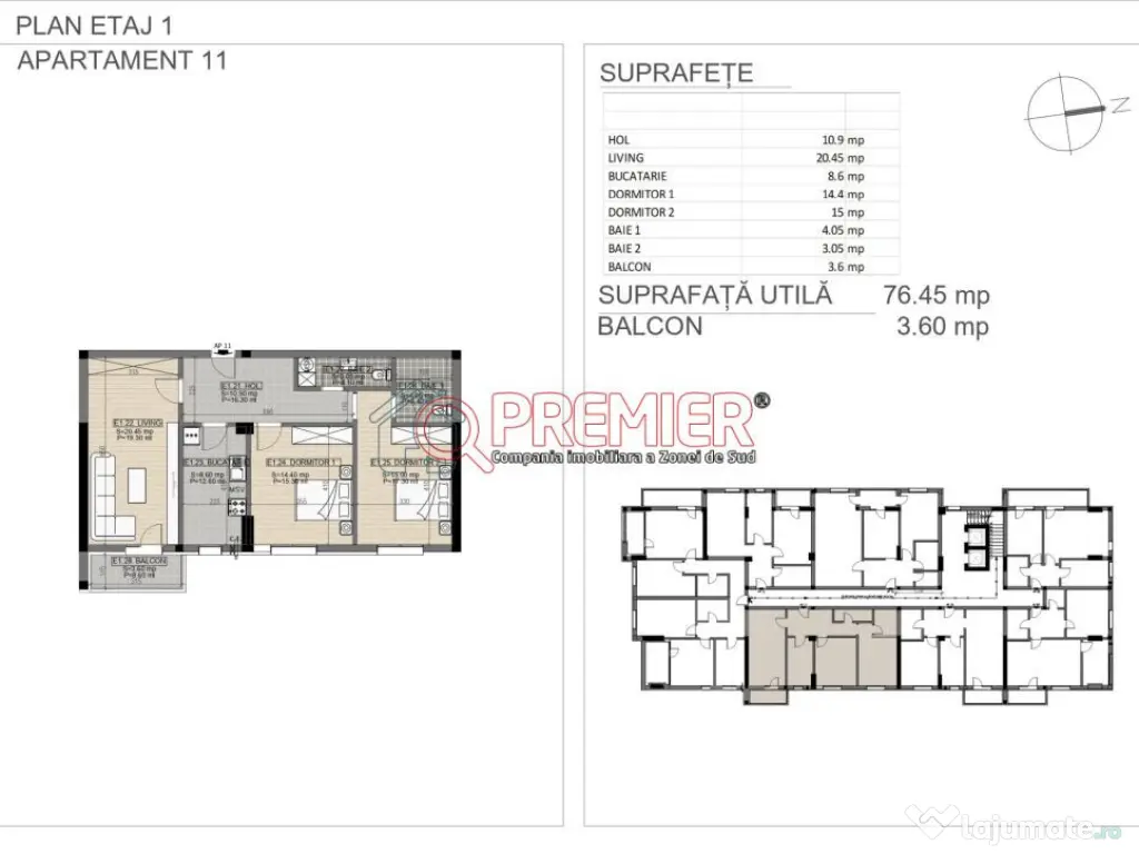 3 Camere Decomandat - 2 bai - etaj 1/7 Str. Odei, Berceni 