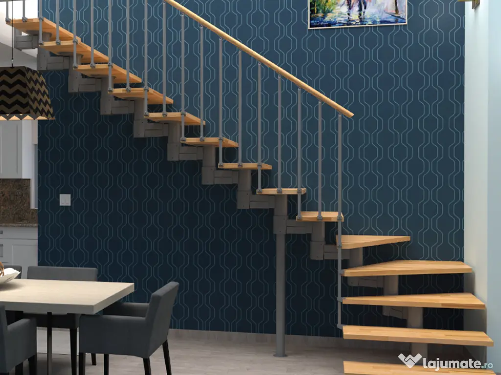 Scara Manhattan - lemn fag masiv + metal, palier reglabil 