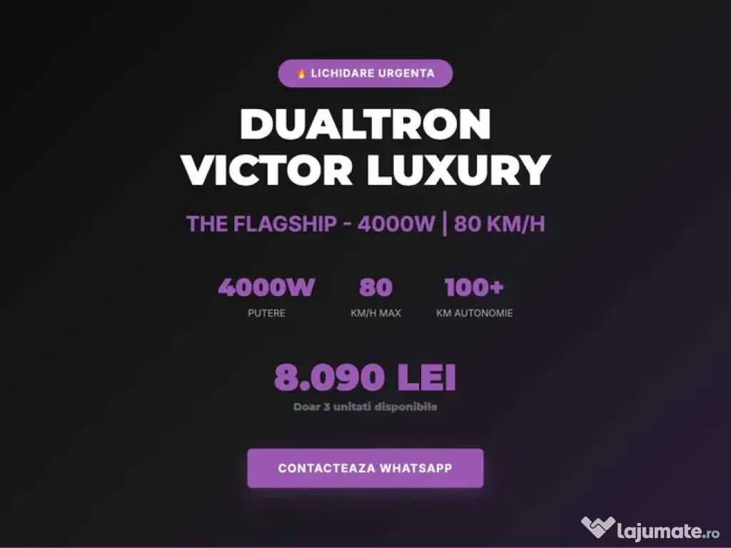 Trotineta Electrica Dualtron Victor Luxury 4000W 80km/h + CR2 + Rucsac