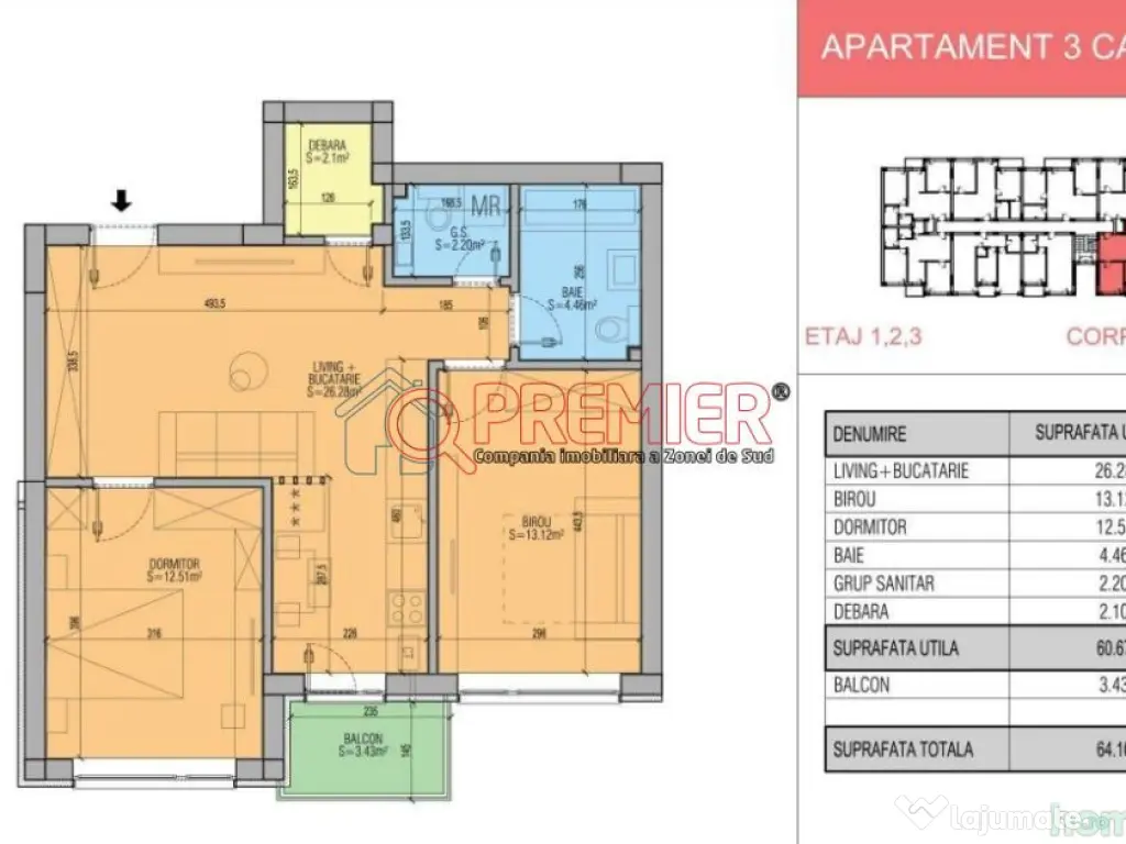 Popesti Leordeni - Primarie - 3 camere premium