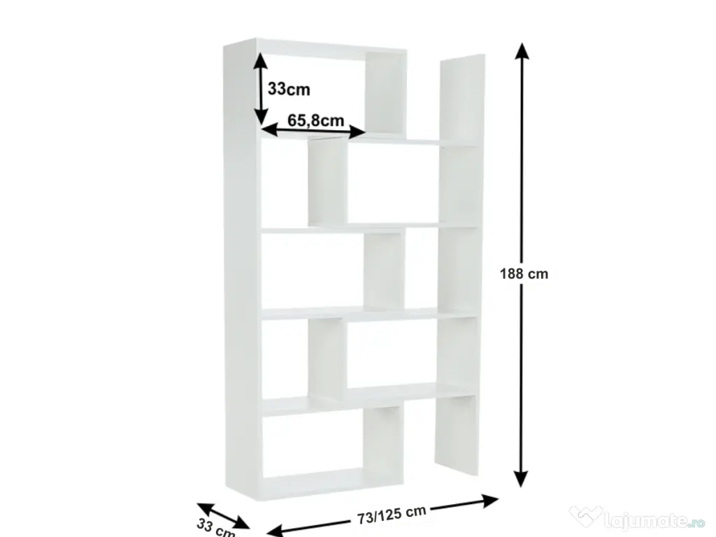 Etajeră, alb, KLOE din PAL L73 x P33 x H188 cm 