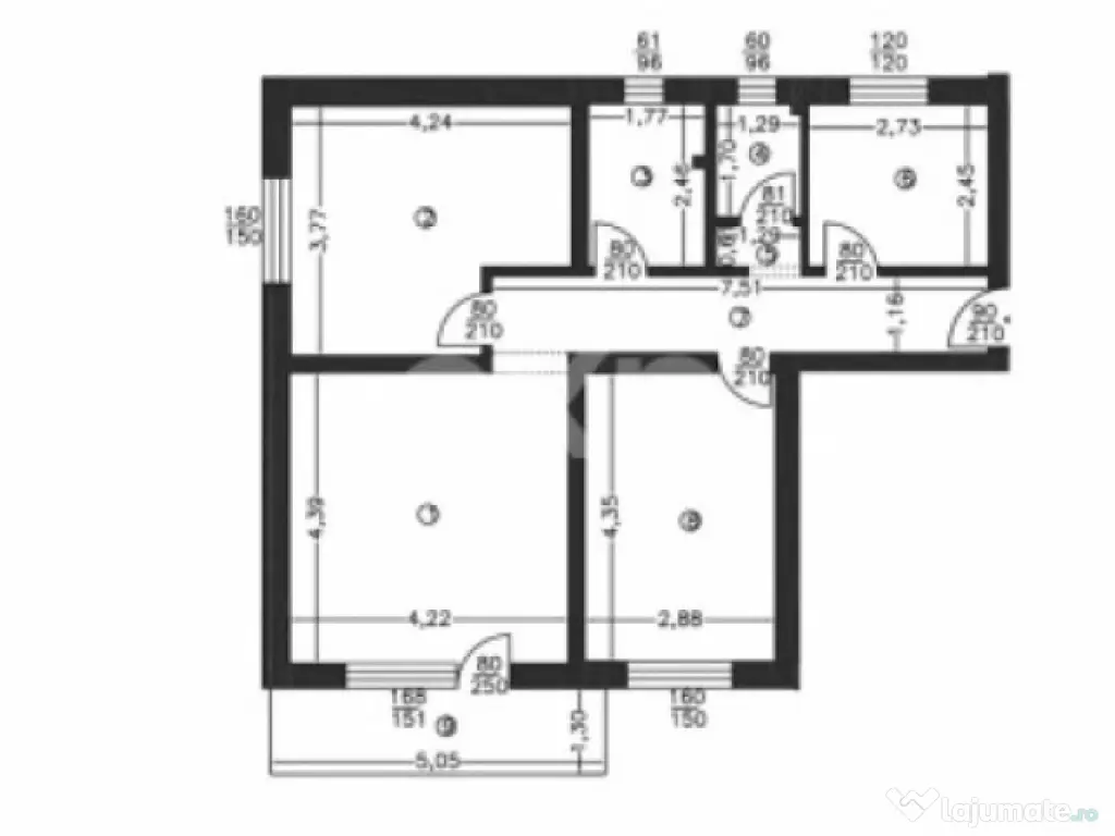 Apartament cu 3 camere, Etaj 1, decomandat | Trivale, Piteș 