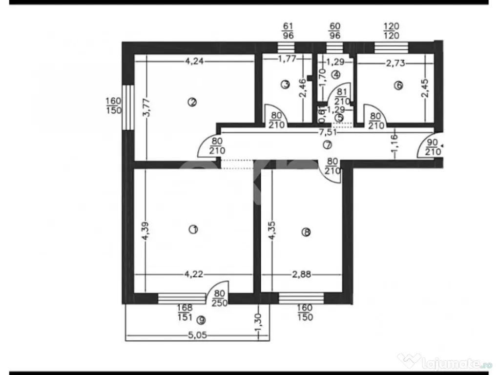 Apartament cu 3 camere, Etaj 1, decomandat | Trivale, Piteș 