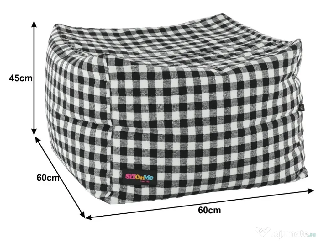 Taburet, negru alb, KRETON NOU 