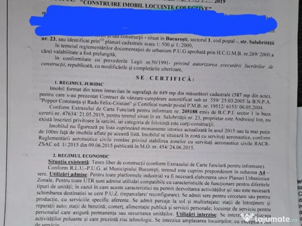 Teren intravilan - str. Salubritatii