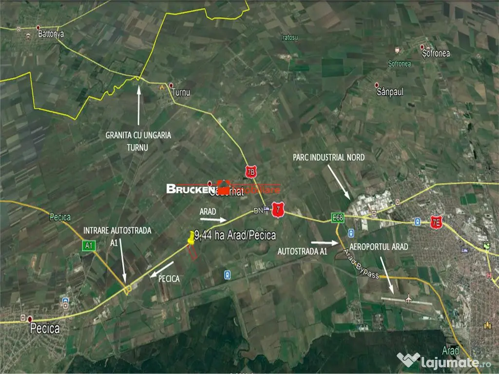 TEREN CU POTENTIAL INDUSTRIAL/ SERVICII | 9,44 HA | ARAD, PE