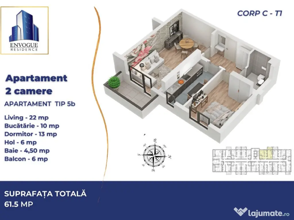 EnVogue Residence Iuliu Maniu Apartament 2 camere decomandat 60,5 mp 