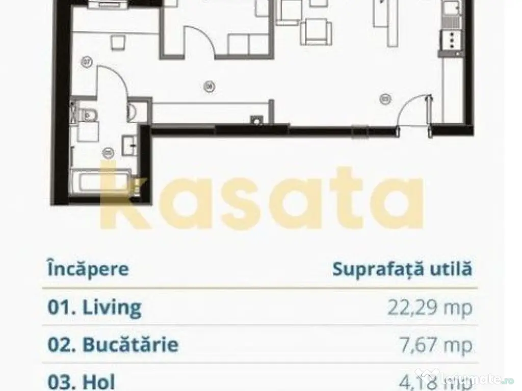 2 camere Superior | 1 Dormitor + Birou/Dressing | Premium 