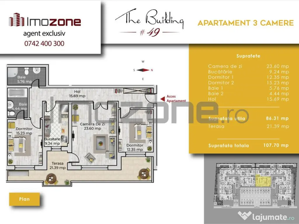 COMISION 0% - 3 CAMERE modern, spatios, FINISAT 86 MP + T... 