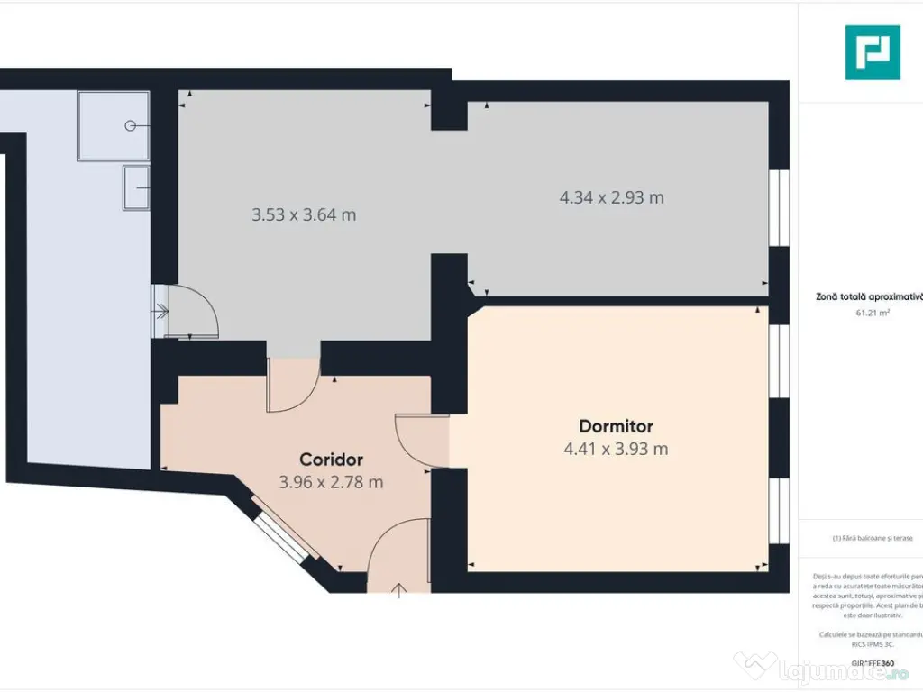 Apartament 2 camere la curte - Biserica sarbească 