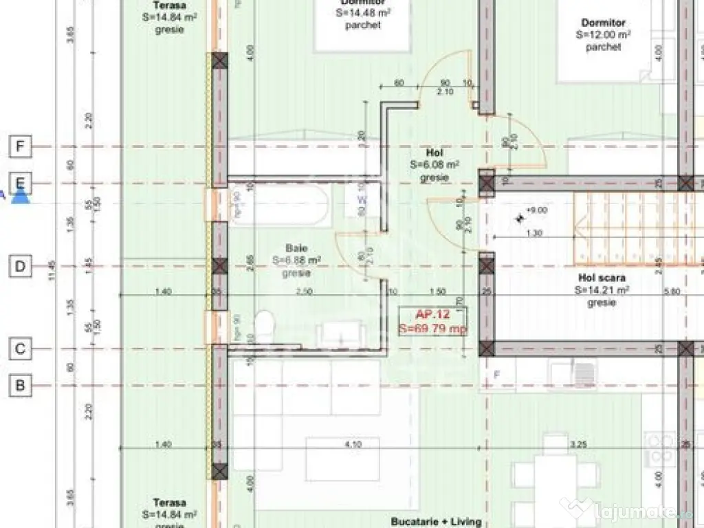 Apartament cu 3 camere si terasa de 30 mp in zona Braytim.