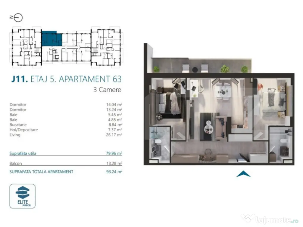 Apartament cu 3 camere, 80 mp, Ansamblu Rezidential, zona RI