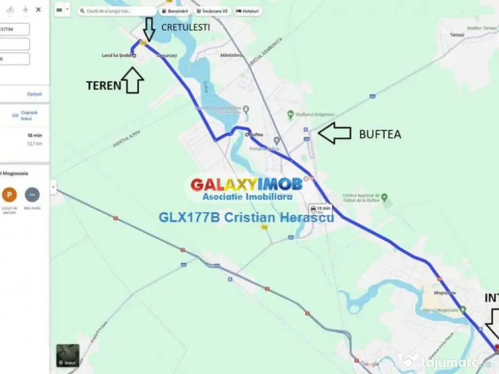 Buftea Samurcasi 400 mp utilitati strada asfaltata 50 euro/m
