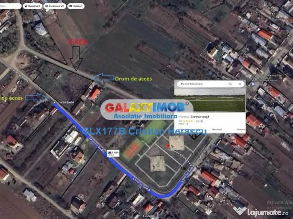 Buftea Samurcasi 400 mp utilitati strada asfaltata 50 euro/m