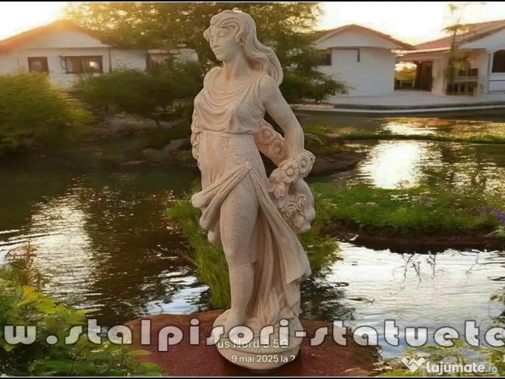 Statuetă domnița cu flori, galben antichizat, model S50. 