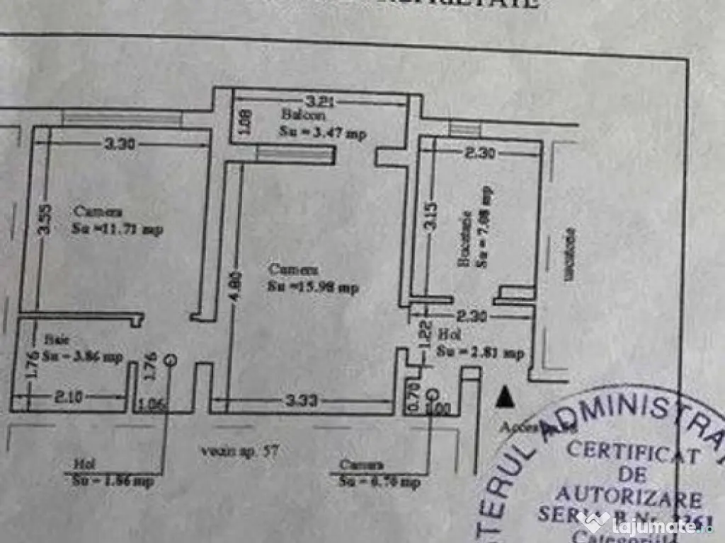 Apartament 2 camere semidecomandat DACIA