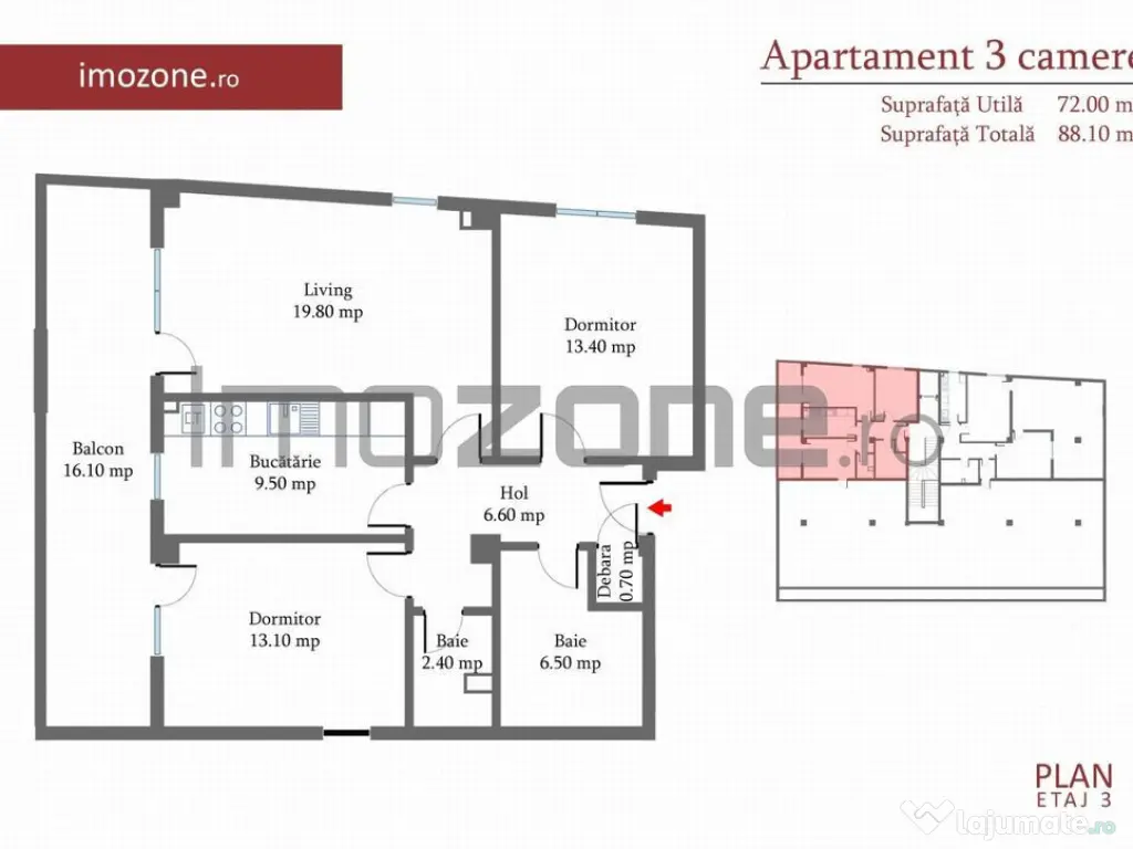 Ap 3 cam + Terasa, 88 mp, dec., etaj 3/4, Militari-Margel... 