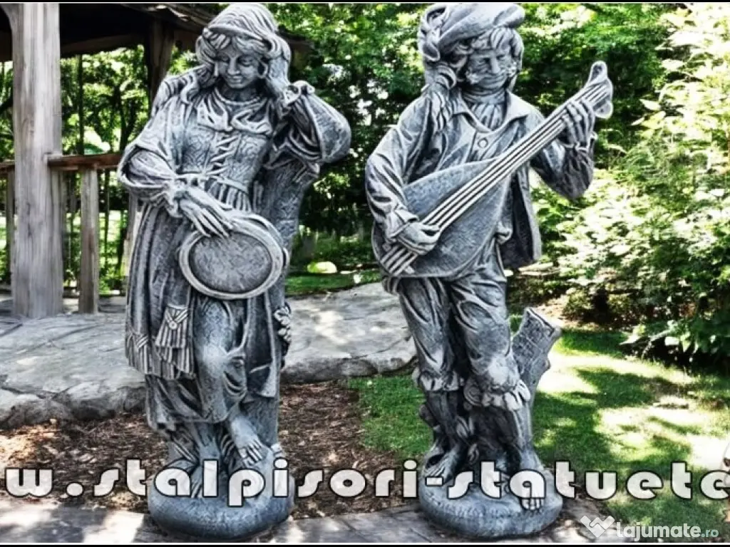 Set statuete muzicanți, gri patinat, model S69. 