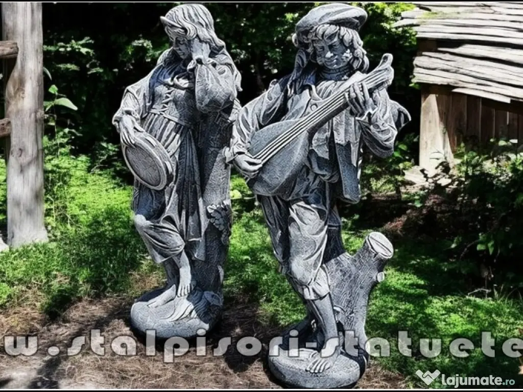 Set statuete muzicanți, gri patinat, model S69. 