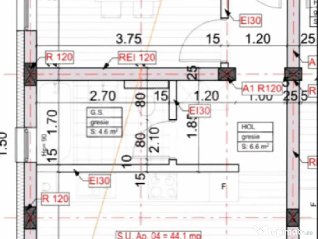 Apartament 1 camera,44 mp utili,zona Esso-