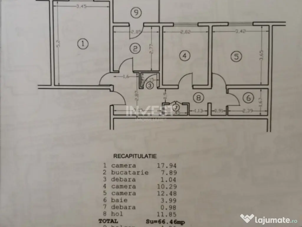Apartament de vanzare, 3 camere, Etajul 1, zona Canta - Prof