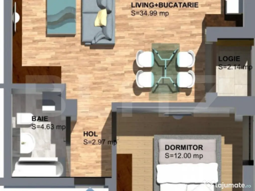 Apartament 2 camere, 55 mp, zona Torontalului