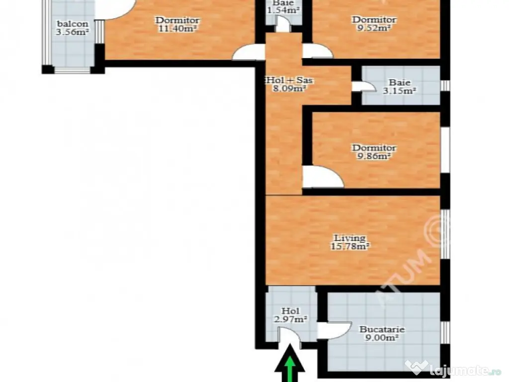 Apartament cu 4 camere 2 bai si balcon etaj 1 zona Rahovei d