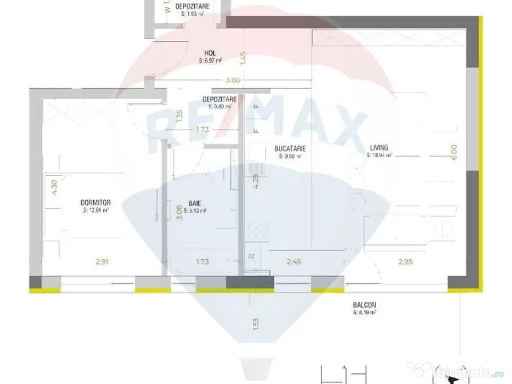 Apartament de 2 camere, 57.2 utili | Urban Plaza 