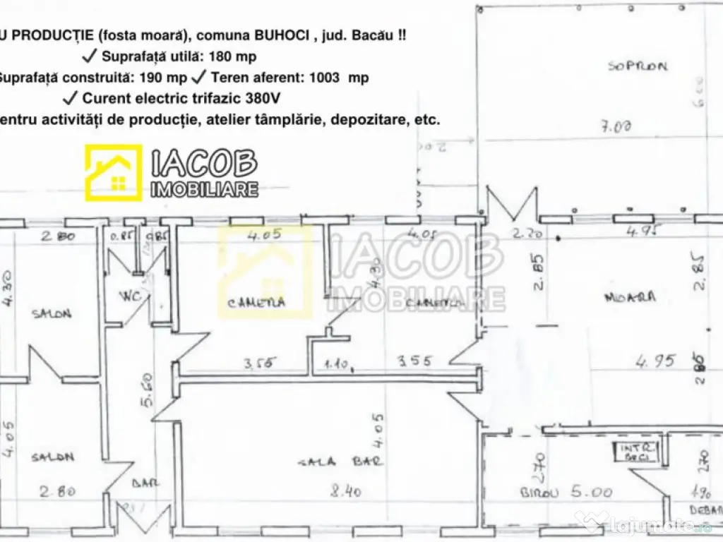 Spatiu productie (fosta moara) cu anexe, Buhoci, Bacau 