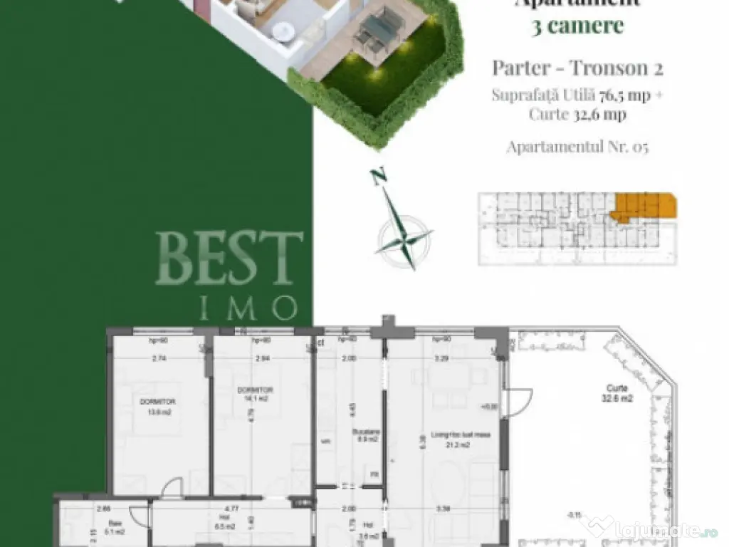 3 Camere Gradina -Lux, lumină și funcționalitate 