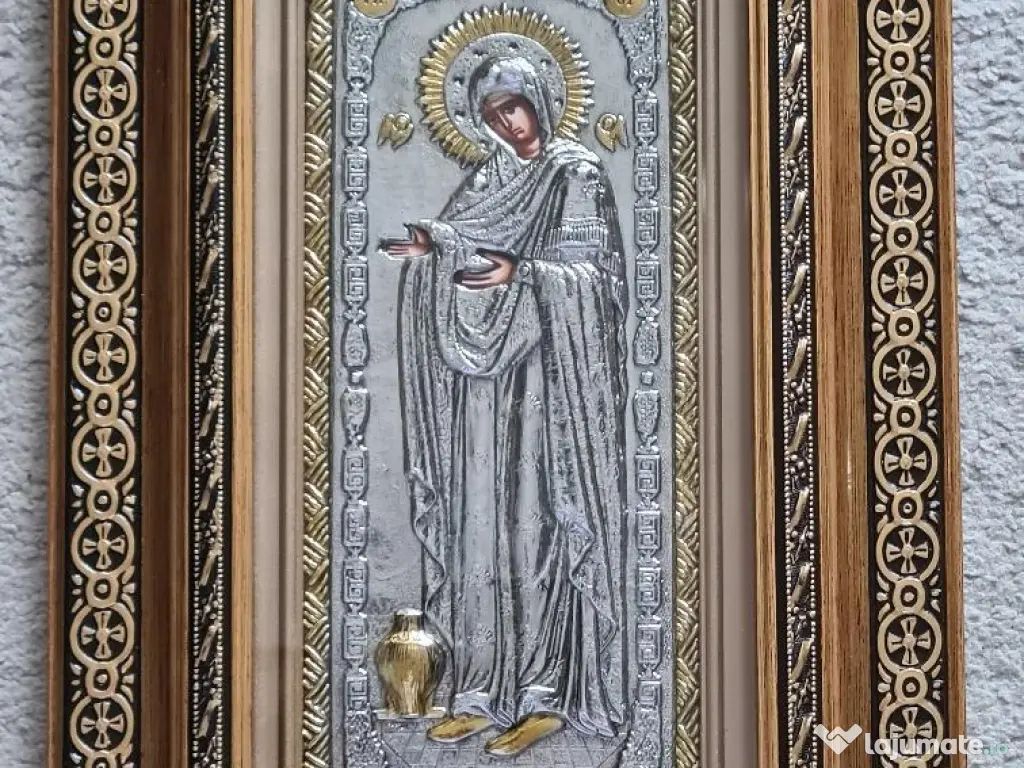 Icoana Argintata Grecia-Sporul Casei (Gerontissa) Relief 3 D 