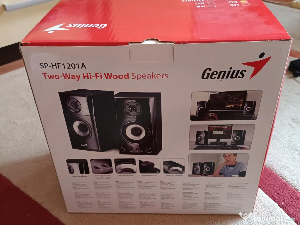 Vând Boxe 2.0 GENIUS SP-HF1201A, putere 30 W RMS, 2 căi, lemn - NOU / SIGILAT