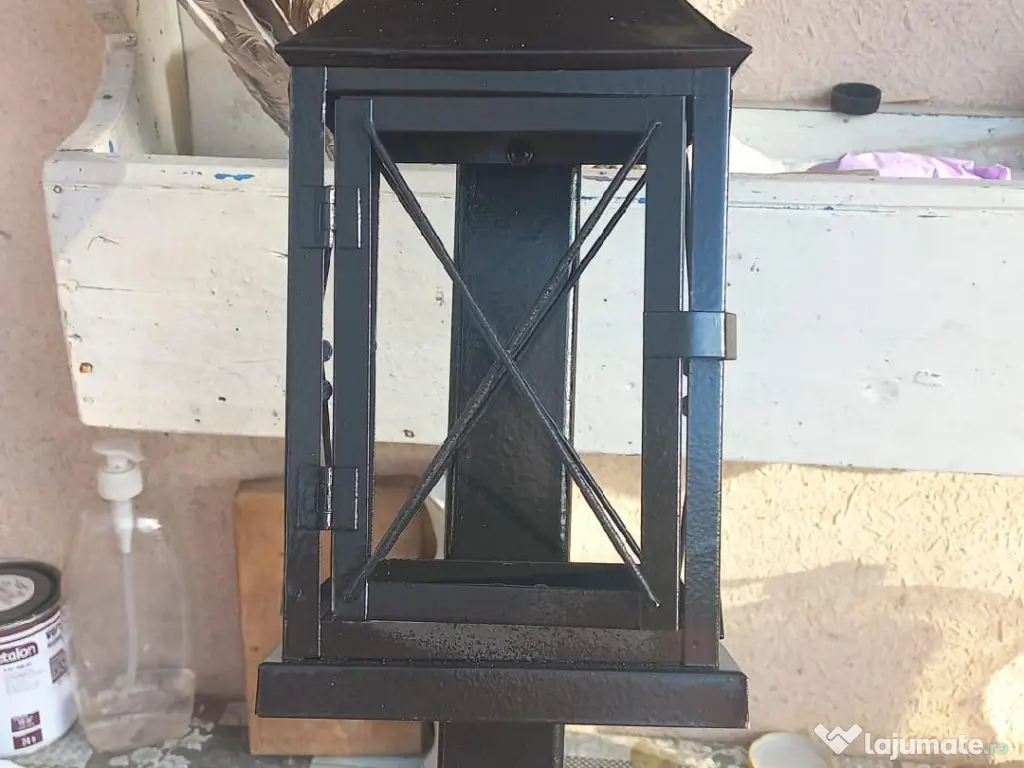 Cruce Metal Fier cu Felinar,pentru Mormânt TRANSPORT GRATUIT 