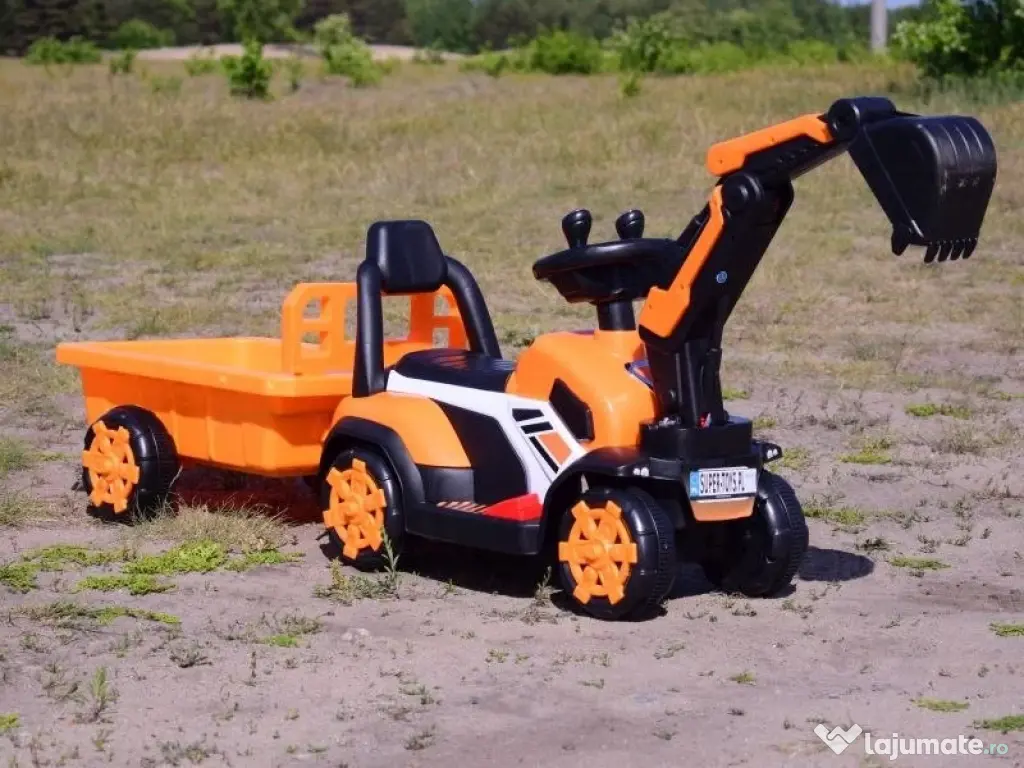 Mini excavator Kinderauto BJXZ219B 35W 6V, cupa electrica si RC Yellow 