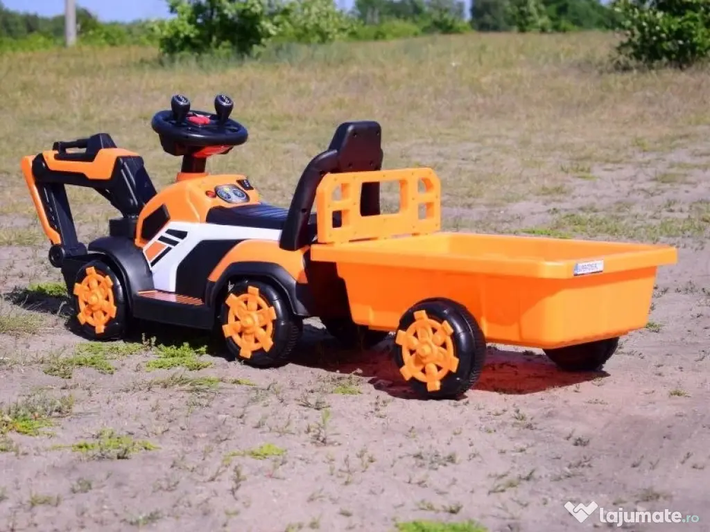 Mini excavator Kinderauto BJXZ219B 35W 6V, cupa electrica si RC Yellow 