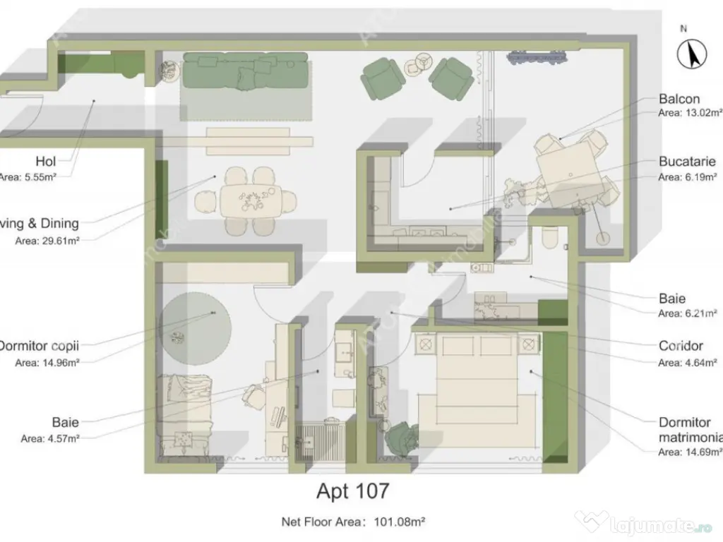 Apartament cu 3 camere si balcon in zona Calea Surii Mici di 