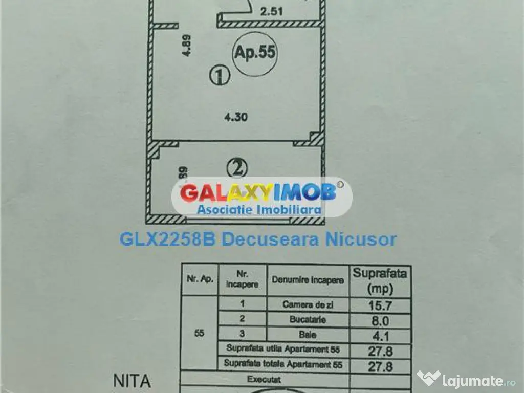 Garsoniera I.L Caragiale mobilata in Militari Residence,44.9 