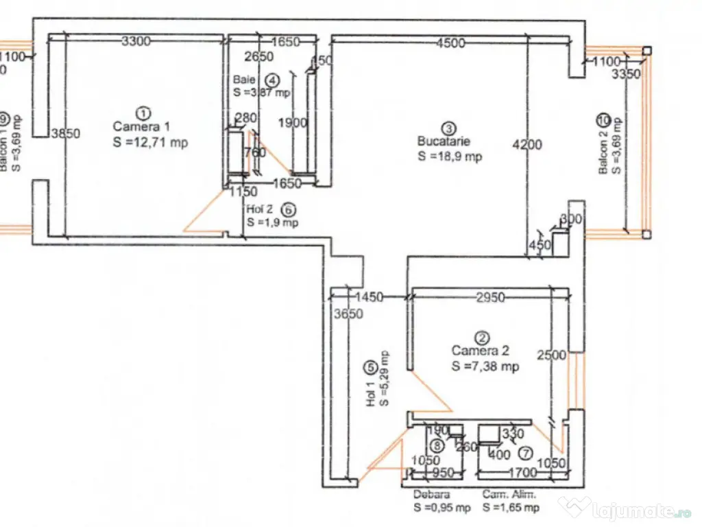 Apartament 3 camere, 60 mp, zona Piata Traian
