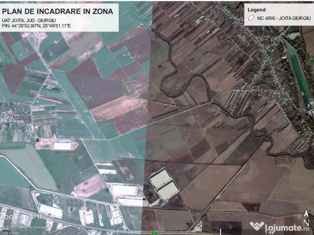 Teren intravilan 11350mp Joita (Giurgiu)-pozitionare Halele Emag