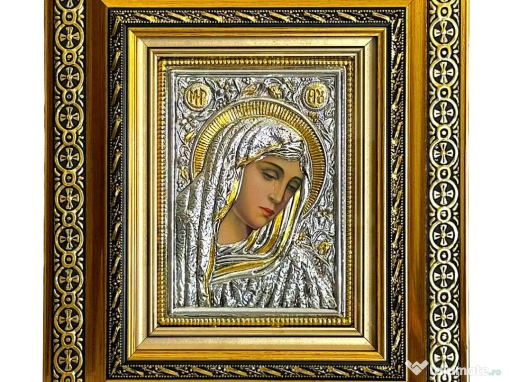 Icoane Argintate-Maica D Lacrima,Mantuitorul cu Spini si alti Sfinti Relief 3 D