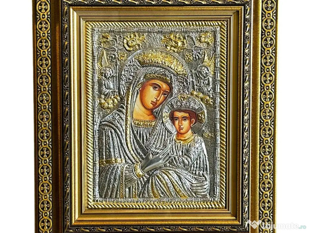 Icoane Argintate-Maica D Lacrima,Mantuitorul cu Spini si alti Sfinti Relief 3 D