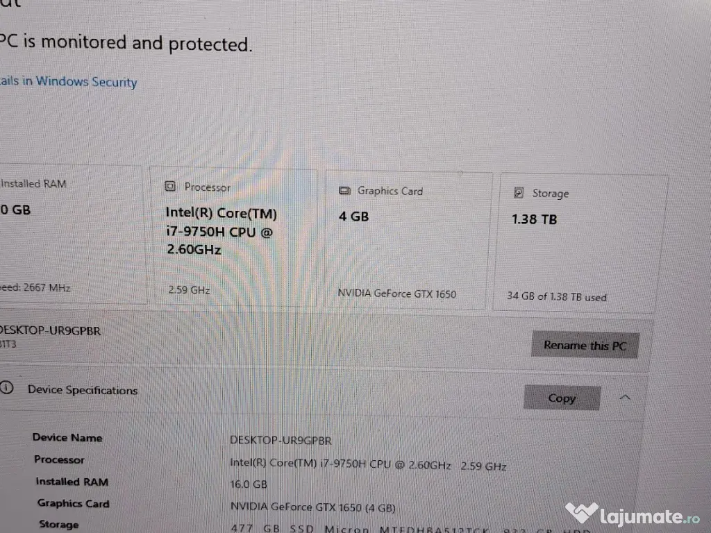 Laptop Lenovo Y540-17IRH-PG0