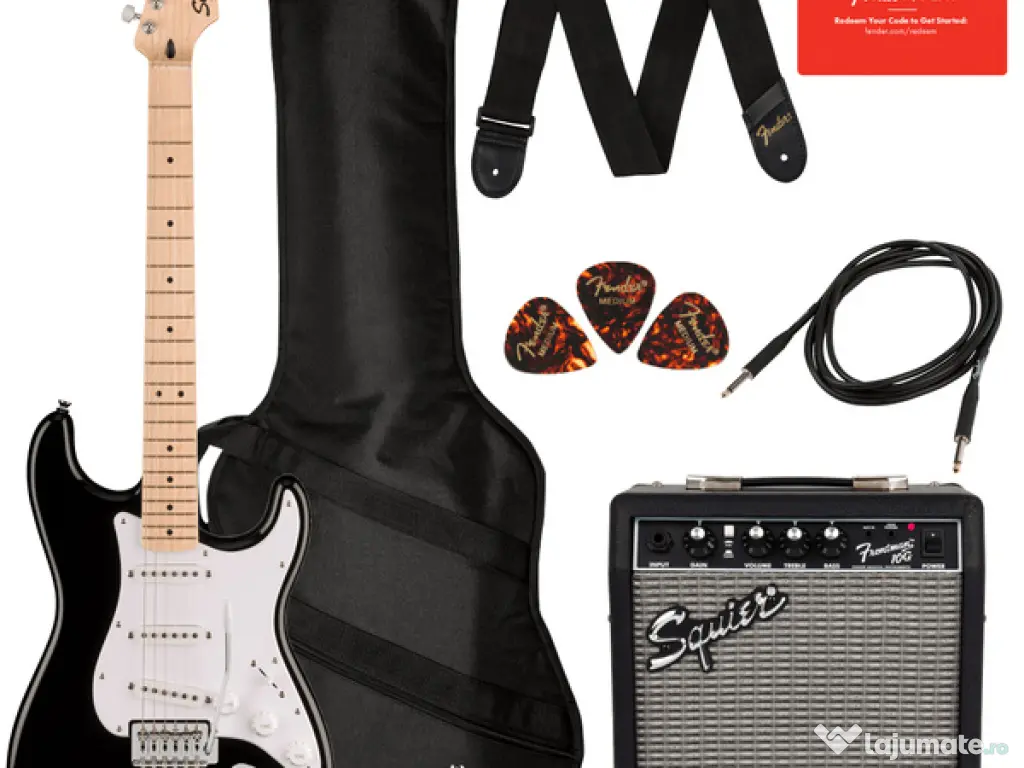 Vând Set Chitara FENDER Squier Sonic Stratocaster Pack + Amplificator - NOU 