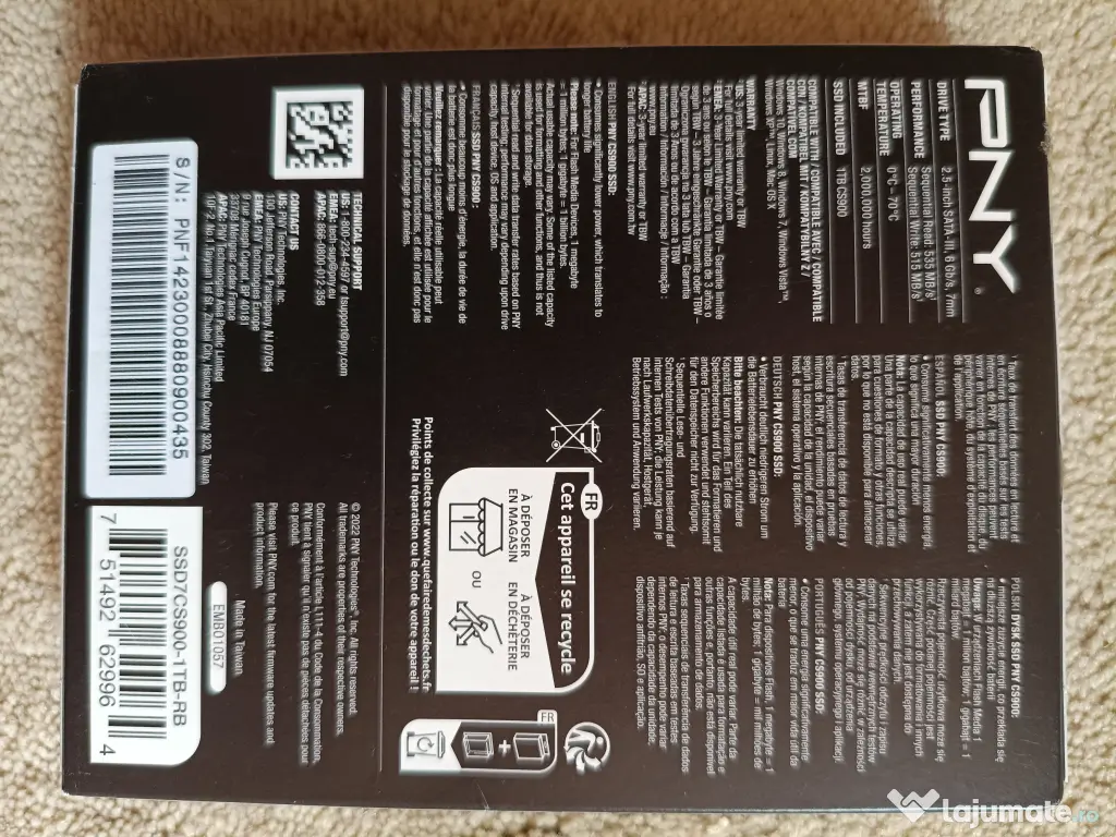 Solid State Drive (SSD) PNY CS900 1TB, 2,5", SATA 3, r-w 535-515 MBs_NOU_SIGILAT 