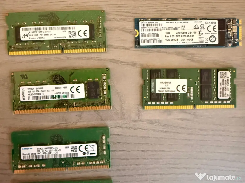 Memorii RAM DDR4 + SSD 256GB (pentru laptopuri)