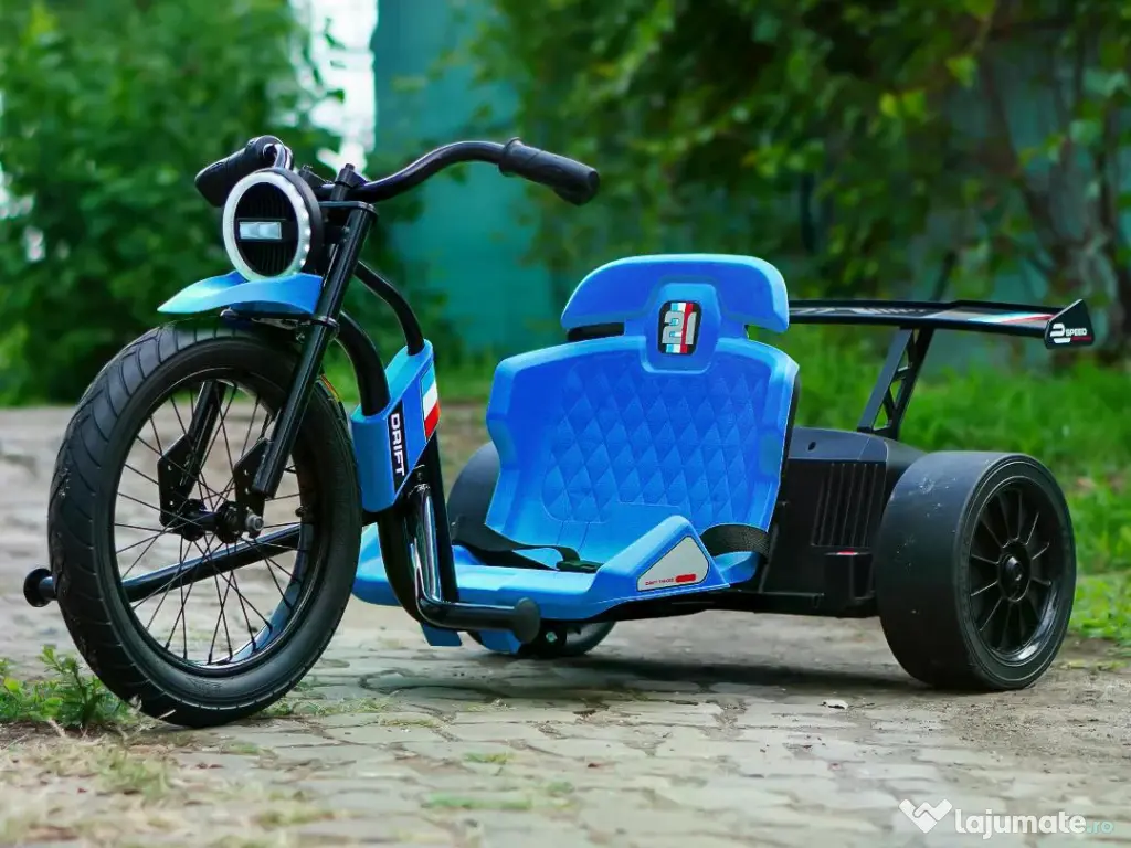 Tricicleta electrica cu functie Drift, Kinderauto BJSX2338, 2x 250W Blue 