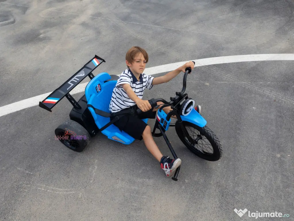 Tricicleta electrica cu functie Drift, Kinderauto BJSX2338, 2x 250W Blue 