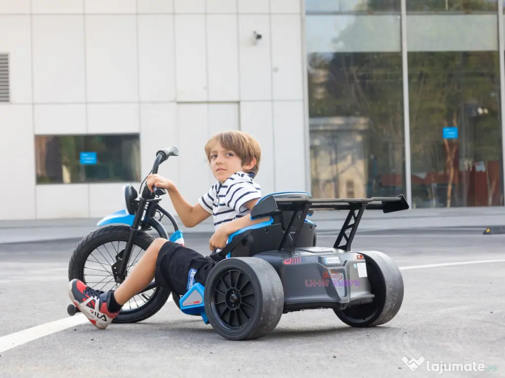 Tricicleta electrica cu functie Drift, Kinderauto BJSX2338, 2x 250W Blue 