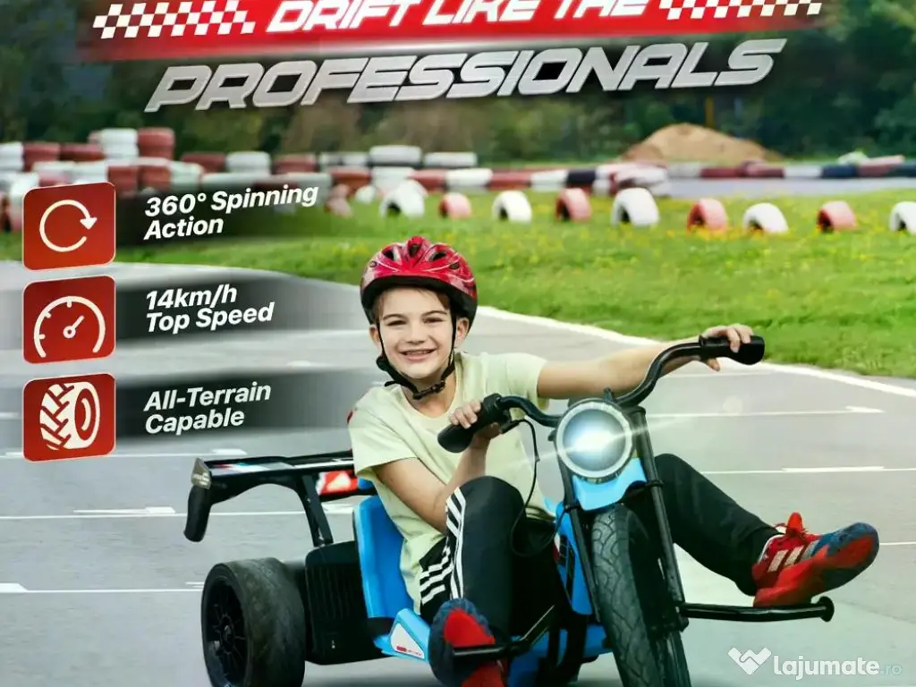 Tricicleta electrica cu functie Drift, Kinderauto BJSX2338, 2x 250W Blue 