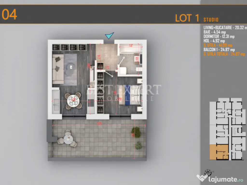 2 Camere Bloc Intim Terasa Generoasa